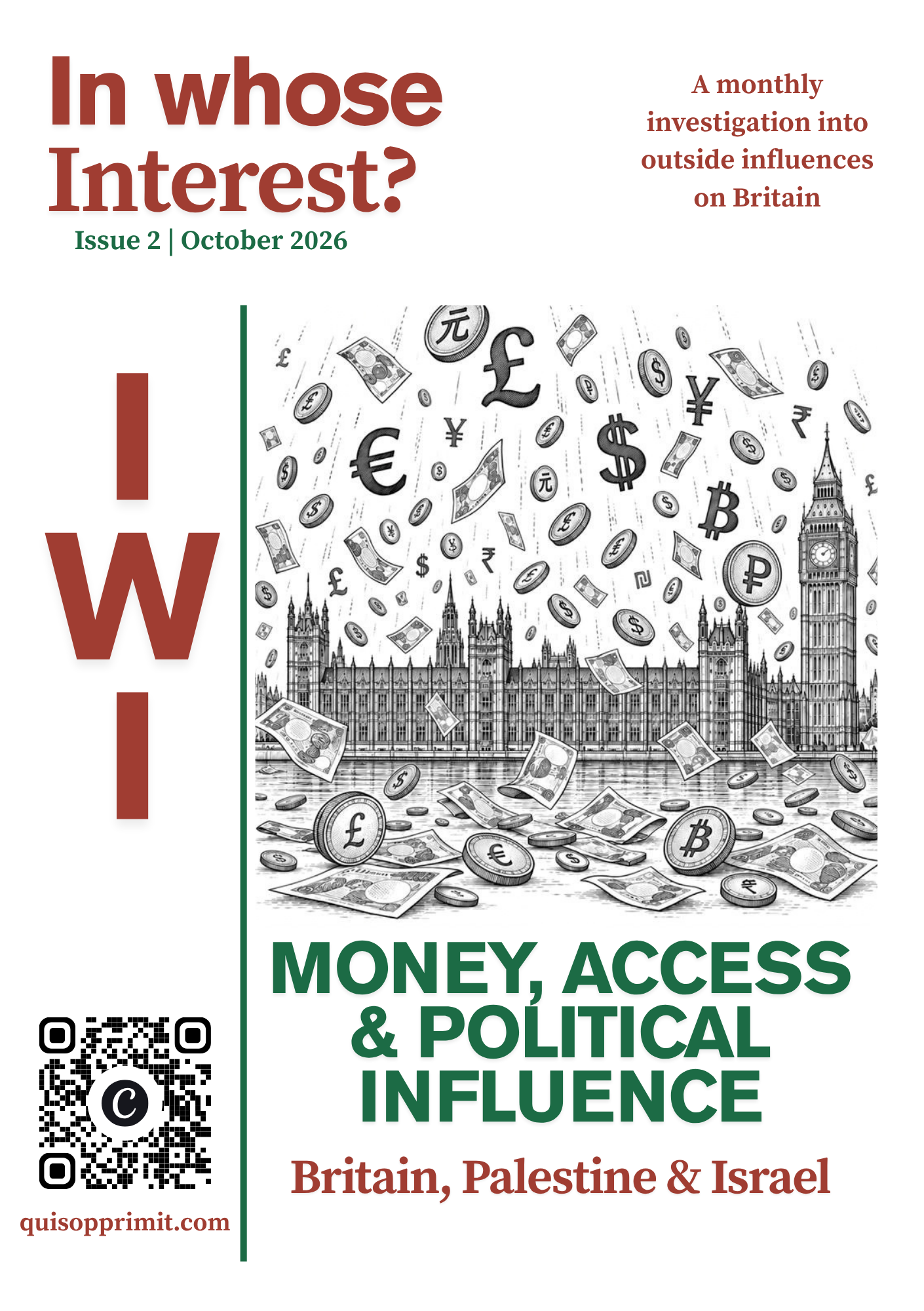 Front cover of In Whose Interest?, Issue Two, October 2026